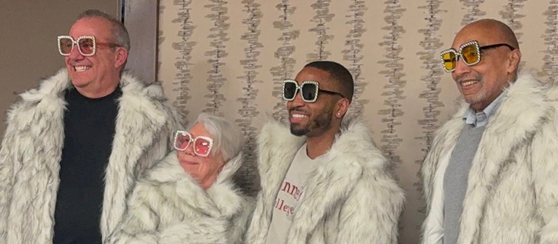 Scott Shepherd &rsquo;82, left, Becky Reetz Neal &rsquo;65, Ben Vaughn &rsquo;15, and Ed Atkins &rsquo;66