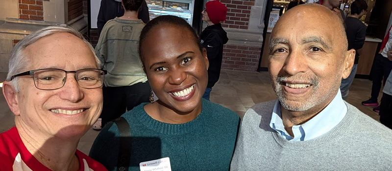 David Calbert &rsquo;75, left, Atavia Whitfield &rsquo;06, and Ed Atkins &rsquo;66 
