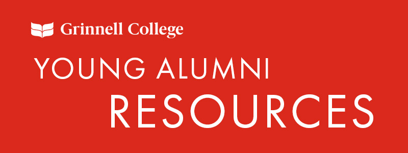 White Text on a Red Background. Text: Young Alumni Recourses