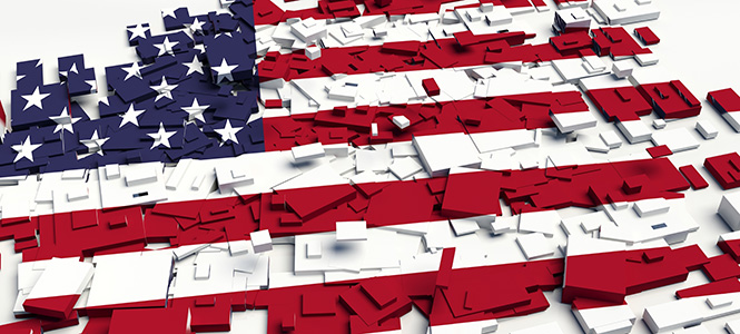 American Flag broken up like puzzle pieces