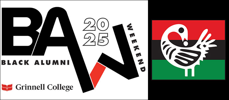 A collage featuring the Black Alumni Weekend Logo and the Logo of the Grinnell Black Alumni Network.