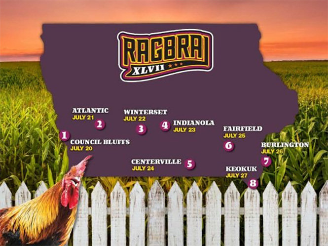 RAGBRAI 2019 Route Map