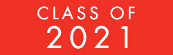 White text on red background. Text: Class of 2021