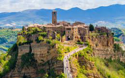 Historic village of Civita di Bagnoregio, located in the province of Viterbo in central Italy.