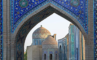 Shah-i-Zinda necropolis in Samarkand, Uzbekistan.