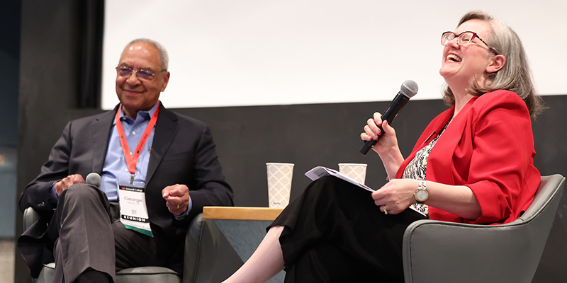 Trustee George Moose ’66 and President Anne F. Harris