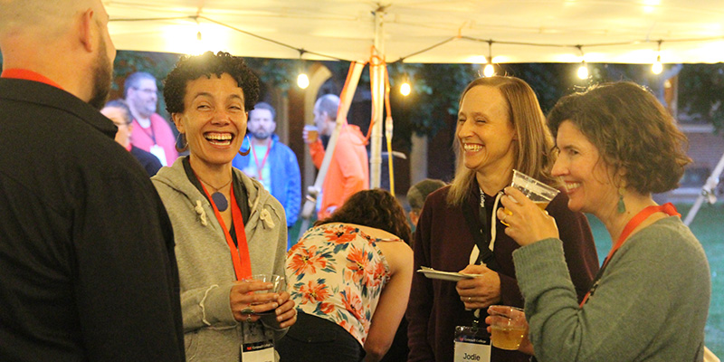 Erin Marie Hatala ’00, left, Jodie LaPoint ’00, and Laura Kamin Lyndgaard ’00.
