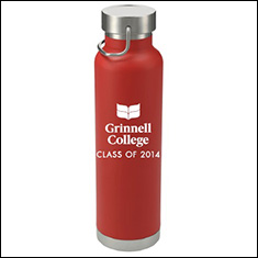 Red steel water bottle. Text: Grinnell College Class of 2014