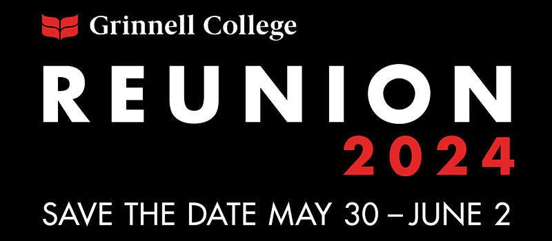 White and Red text on black background. Text: Reunion 2024 - Save the Date May 30 - June 2.