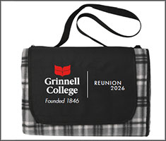 A picnic plant which folds up. When folded up, the Grinnell College and Reunion 2026 logos are displayed..