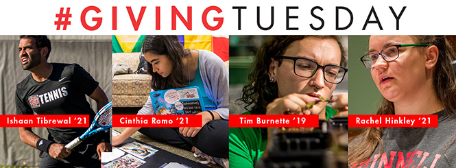 Giving Tuesday - Ishaan Tibrewal '21, Cinthia Romo '21, Tim Burnette '19, Rachel Hinkley '21