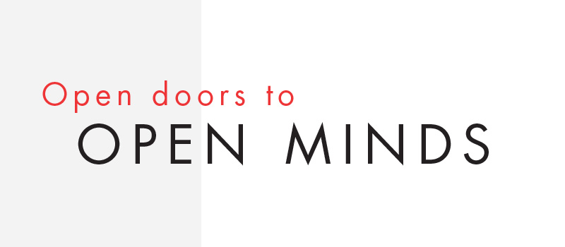 Text: Open doors to Open Minds