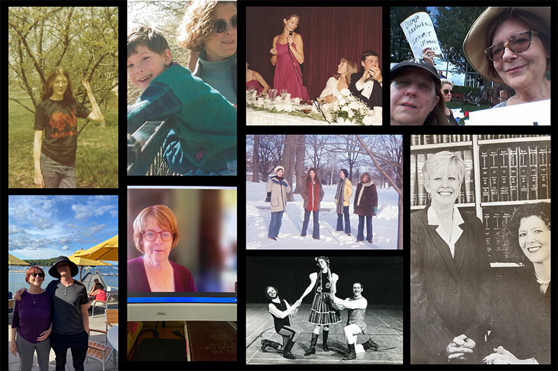 A collage of photos featuring Kathleen DuBois ’74