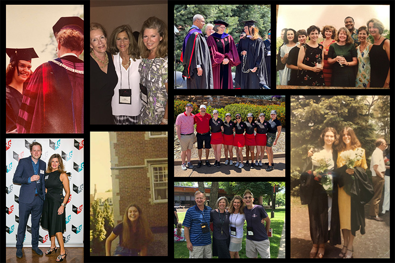 A collage of photos featuring Trish Fitzgibbons Anderson ’80