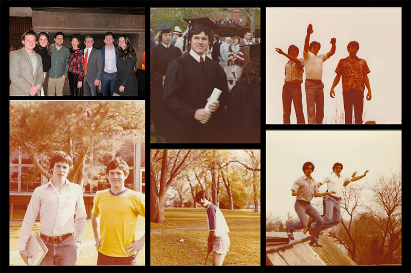 A collage of photos featuring Ed Fry ’79