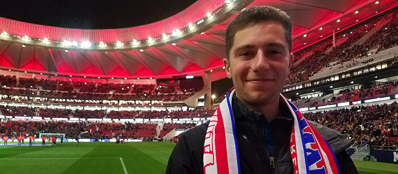 Curiskis is pictured at a soccer game in Spain during his His Global Soccer Diplomacy Watson Fellowship.