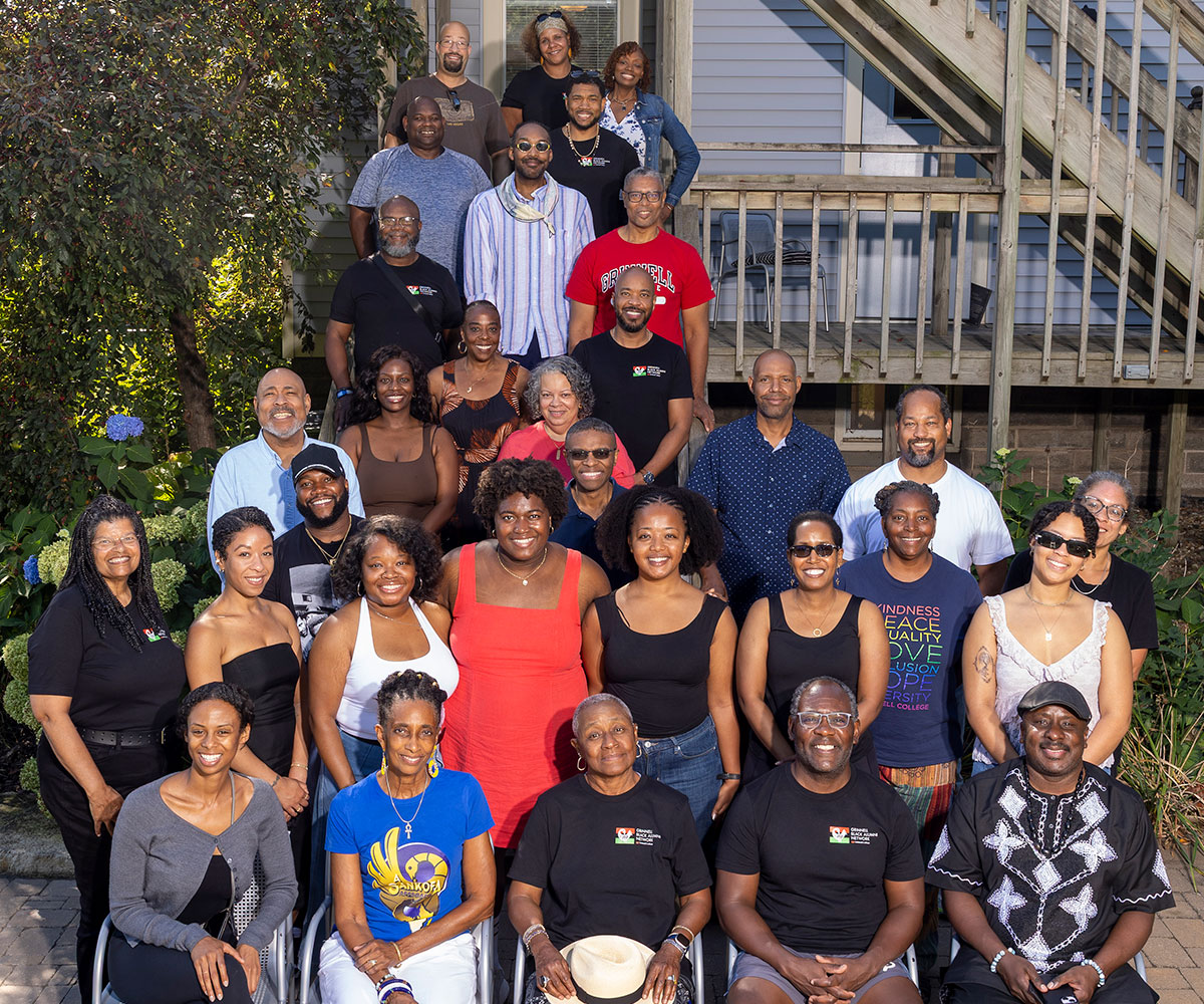 Many of the alums who returned for Black Alumni Weekend gathered for a group shot.