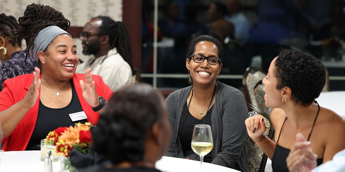 Jani Springer, Tamara Beauboeuf-Lafontant, and Valeriya Woodard &rsquo;25.