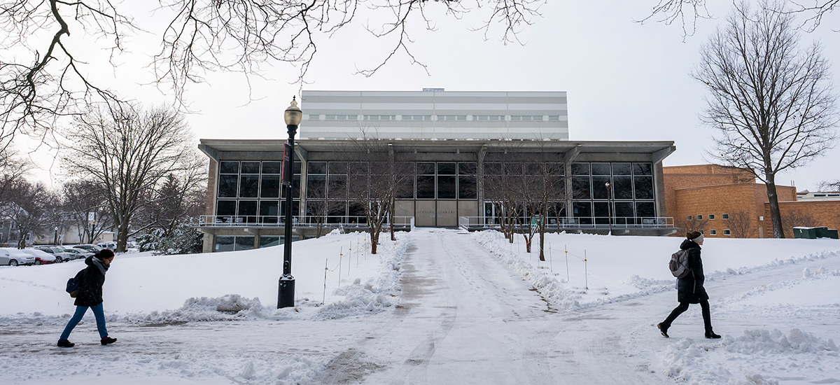 Burling Library on the campus on Grinnell College
