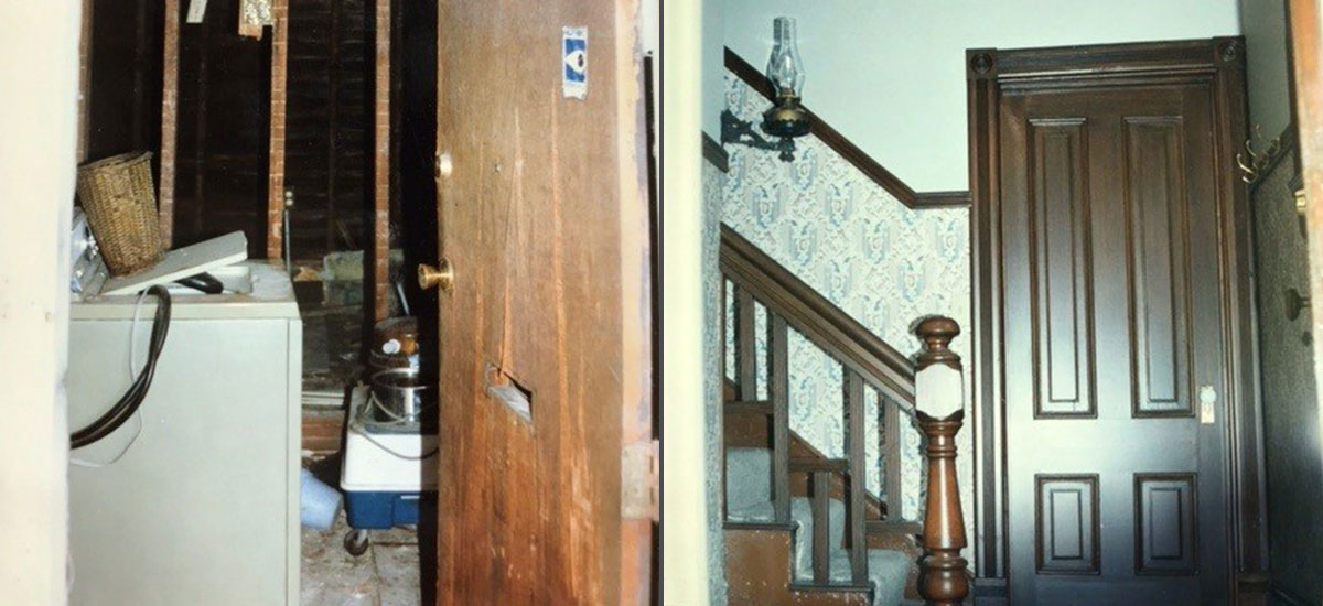 A before and after look at an entry way to a house