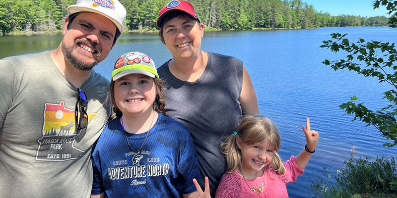 Katie Bloome ’05 is pictured with her husband, Rigel, and their kids Will and Penelope.