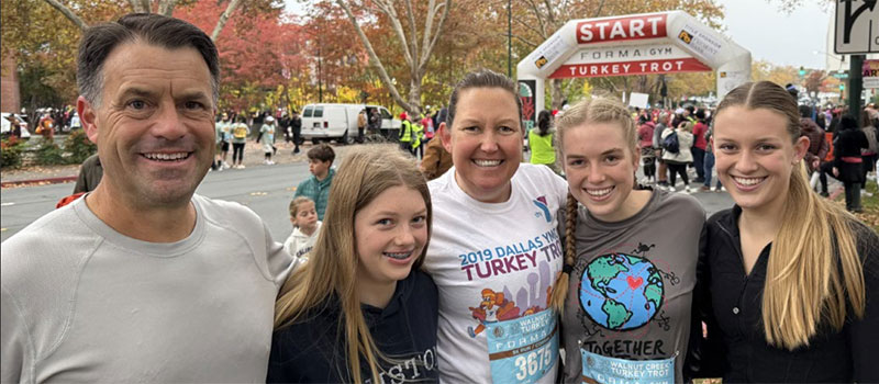 The Madigans run in a Turkey Trot race each Thanksgiving.