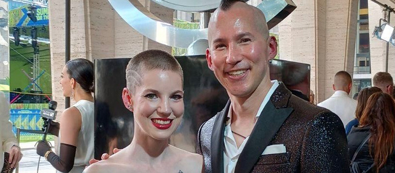 MuTTT and partner HR Montgomery stand inside the Lincoln Center for the Performing Arts in New York City for the 2024 Tony Awards on June 16.