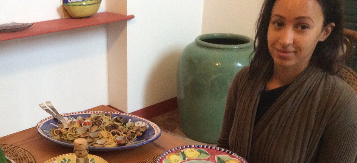 Nikki Carlson’s daughter, Victoria, pictured having a meal.