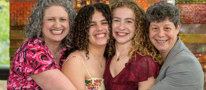 Rachel Weiss &rsquo;98, Julia Tauber &rsquo;95, and their daughters Hannah &rsquo;30 (age 17) and Norah (age 12)