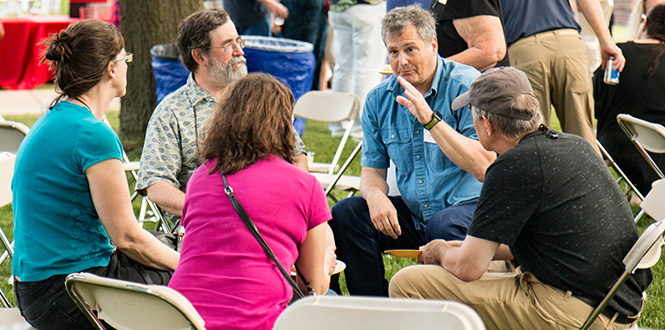 Reunion attendees chat at the All Reunion Social on Saturday