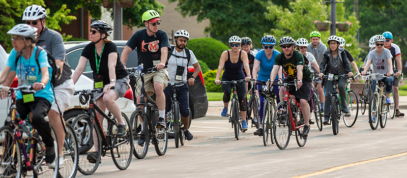 At the Bike Ride Around Grinnell Friday morning, Reunion attendees will get a chance to get some exercise while exploring Grinnell and the Iowa countryside.