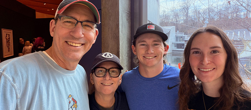 Roger Jr, left, Jennifer, Roger III, and Evelyn take a family photo. 
