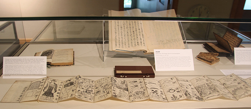 Various piece from south and far east Asia on display in the special collections.