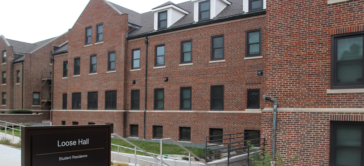 An accessibility ramp, new facade, and landscaping revamped the east exterior of Loose Hall.