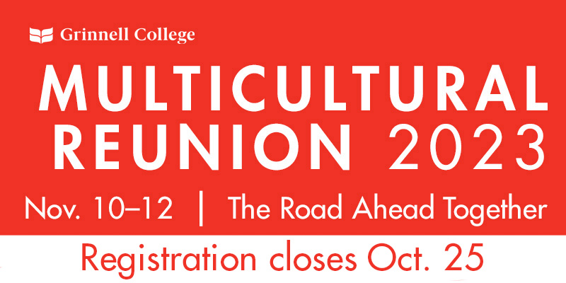 White text on red background. Text: Multicultural Reunion 2023 - Nov. 10-12 | The Road Ahead Together | Registration closes Oct. 25.
