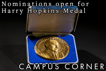 Text: Campus Corner - Nominations open for Harry Hopkins Medal. Image: The Harry Hopkins Metal