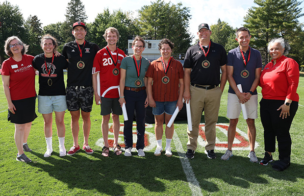 Group photo of the 2024 Athletics Hall of Fame recipients.