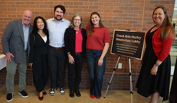 Tom Hopkins, left, Sandy Kaneoka, Sean Hopkins &rsquo;22, Erin Hurley, Enya Gamble &rsquo;22, and Camarin Madigan &rsquo;00