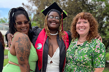 Antonique Slaughter, K&rsquo;Jae Anderson &rsquo;24, and Leah Krandel &rsquo;09.