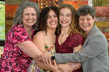 Rachel Weiss &rsquo;98, Julia Tauber &rsquo;95, and their daughters Hannah &rsquo;30 (age 17) and Norah (age 12).
