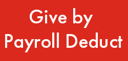 "Clickable Button" White text on a red background. Text: Give by Payroll Deduct