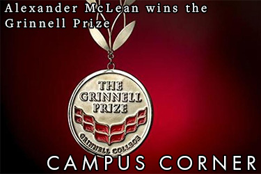 Image: Grinnell Prize Medallion. Text: Alexander McLean wins the Grinnell Prize.