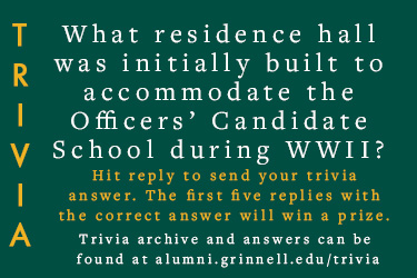 Trivia: What residence hall was initially built to accommodate the Officers’ Candidate School during WWII? Hit reply to send in your answer. The first five correct answers get a prize.