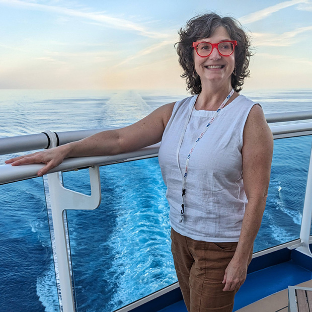Amy Goldmacher ’96 aboard the Queen Mary 2 this spring.