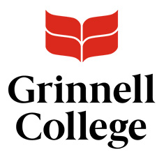 Grinnell College logo. Laurel Leaves in Red with Grinnell College under. 