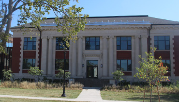 The west side of Carnegie Hall on the campus of Grinnell College.