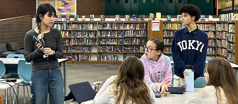 Grinnell Middle School students discuss coding during a Monday after-school session.